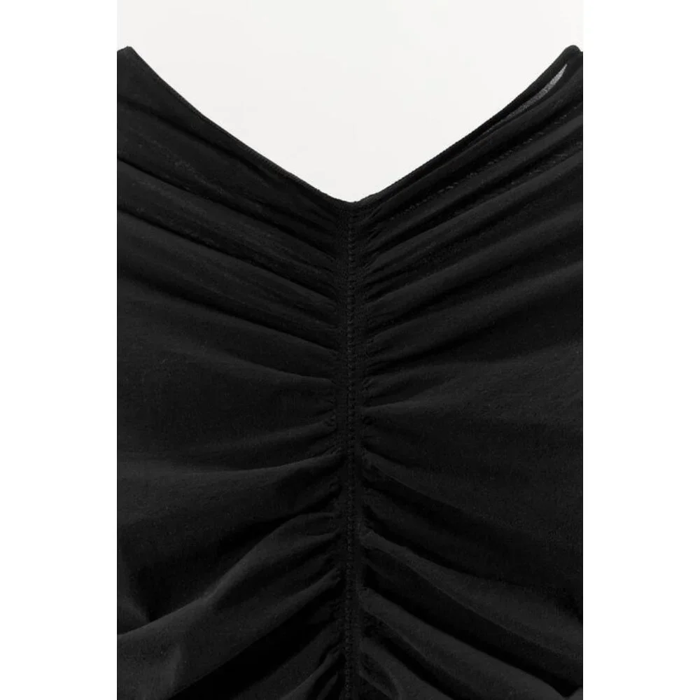 ZARA GATHERED SHEER MINI DRESS - Picture 8 of 8